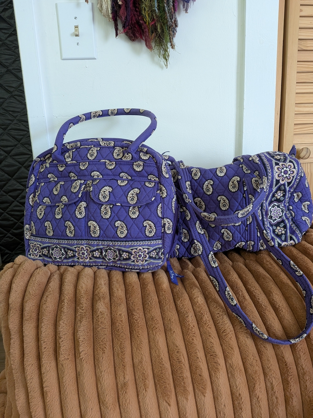 Vera Bradley Simply Violet Pattern Purple Paisley Quilted Travel Bag Set